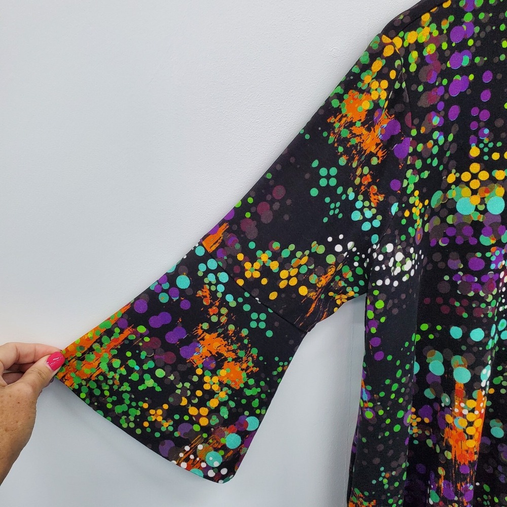 Lior Paris M Colorful‎ Abstract Dot Artsy Boutique Bell Sleeve Tunic Top - Picture 6 of 14